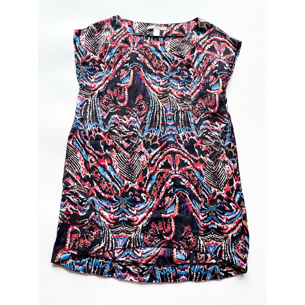 Trinity Anthropologie Silk Colorful Boho Sleeveless Blouse Size Small
